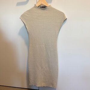 Zara Knit Cream High-Neck Mini Dress